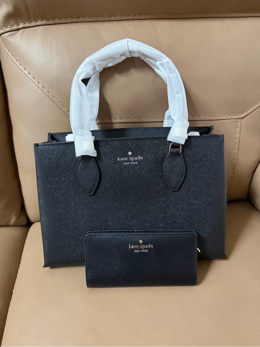 kate spade Black Saffiano Leather Satchel with Matching Wallet